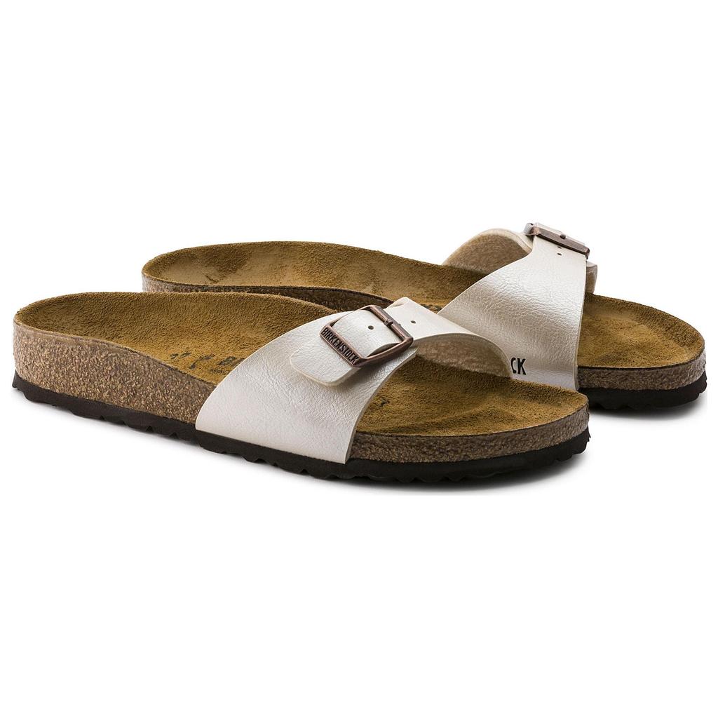 Birkenstock Мягкие удобные плоские универсальные круглый носок дышащие шлепанцы женские сандалии жемчужно-белые 0940153