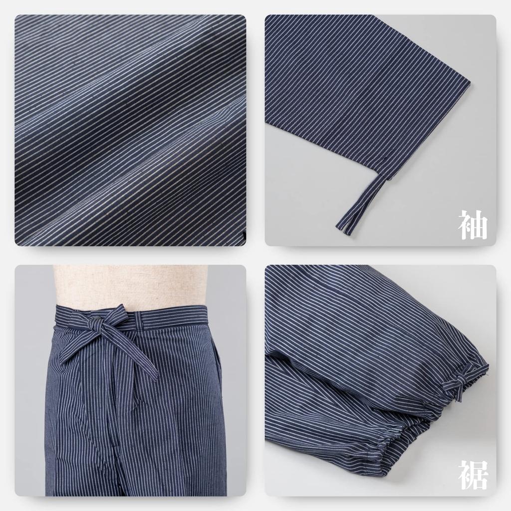 Kurume Tsumugi Stripes Stylish Striped Work Sturdy Yet Soft To the Made In Japan [Ai Ai] - Clothes, Touch, (LL, Navy)