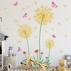 Желтый одуванчик, наклейка на стену, бабочка, ПВХ, съемный художественный винил, сделай сам, водонепроницаемые наклейки на стены, фрески, украшение для дома и комнаты