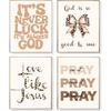 EVER-GOING TUNE Pink Girly Jesus Wall Decor Set of 4,pirational Bible Verses Bow Poster,pirational Bible Verses Bow Art Decor, for Girls Bedroom