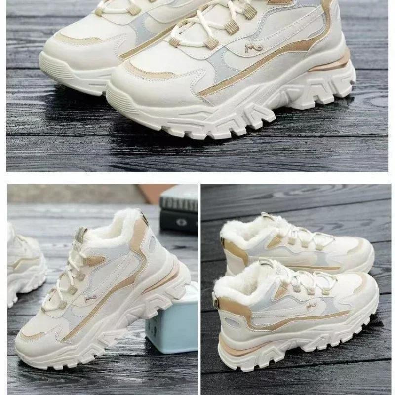Winter Women's Shoes New Platform Cotton Shoes Women's Lace-up Casual Sports Shoes and Ankle Boots Running Shoes Warm Snow Boots