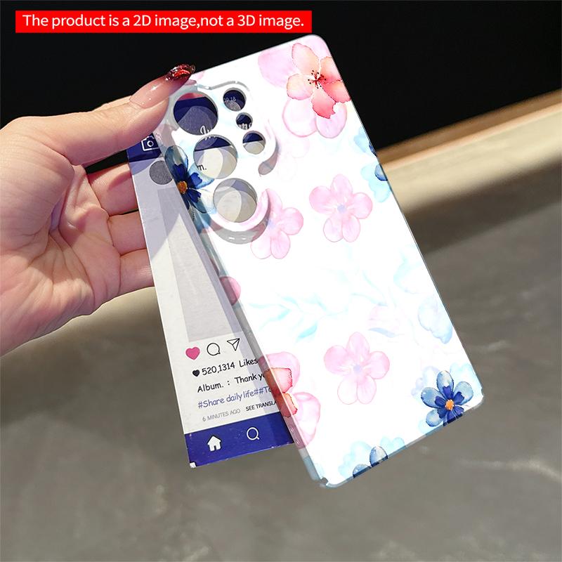 2DFlat Samsung phone case Watercolor Pink Blue Floral Phone Case Applicable to Galaxy S22 S23 S24 S25ULTRA S26 A12 A13 A14 A15 A16 A34 A35 A54 A55