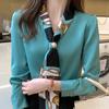 Elegant Fashion Office Lady Bow Solid Chiffon Shirts Women Clothing New Long Sleeve V-Neck Pullover Top Blouses Female
