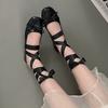 Fashion New Classic Square Toe Lace Up Ballet Flats Women Fashion Leg Tie Strap Loafers Ladies Casual Ballerina Shoes Zapatos Mujer