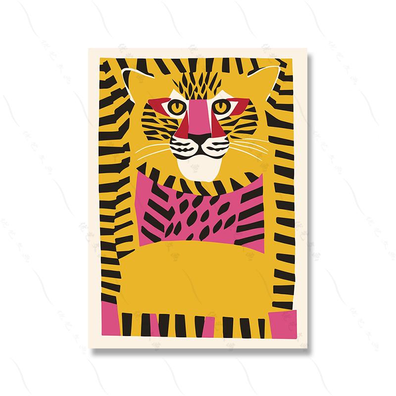 Bohemian Abstract Tiger Paper Cutouts Art Poster Print Egyptian Garden Artwork French Woman Canvas Painting Wall Room Home Decor