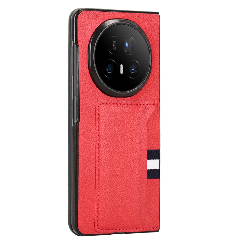 Чехол для Honor Magic V5 5G с держателем для карт, кожа с текстурой личи + ПК