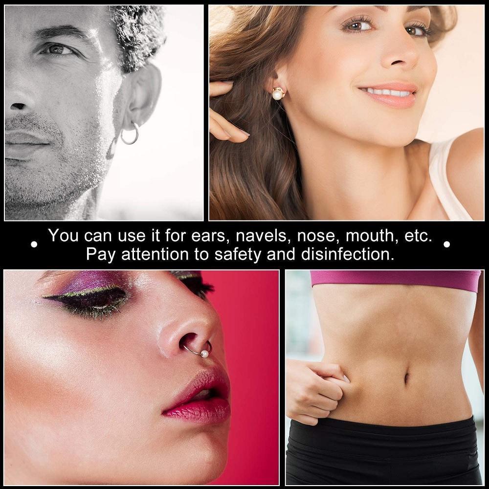 Синий профессиональный инструмент для пирсинга ушей, набор инструментов для пирсинга тела, носа, пупка с 98 серьгами-гвоздиками