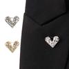 Shiny Rhinestone Pin Rectangular Hollow Heart Breastpin Jewelry Heart Brooch  Clothing Accessories