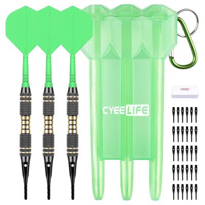 CyeeLife Darts Пластиковые наконечники Профессиональный набор дротиков с мягким наконечником 18 г с кейсом и 30 дополнительными наконечниками для электронной мишени для дартса - (черный) (зеленый)