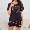Женский топ с короткими рукавами и круглым вырезом, шорты и брюки, комплект из 3 предметов для дома, пижамные комплекты, ночная рубашка с принтом, повседневный пижамный комплект