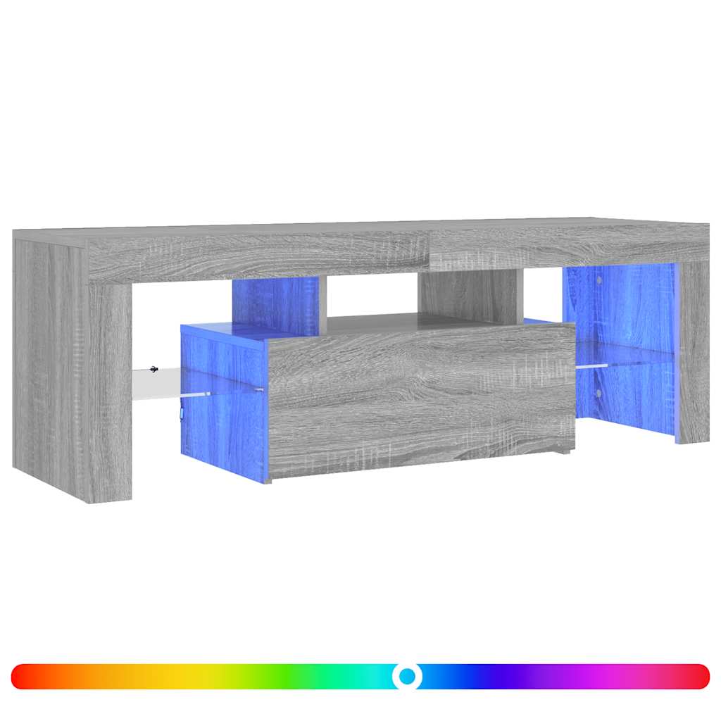 TV Stand with LED Lights Grey Sonoma 120 x 35 x 40 cm