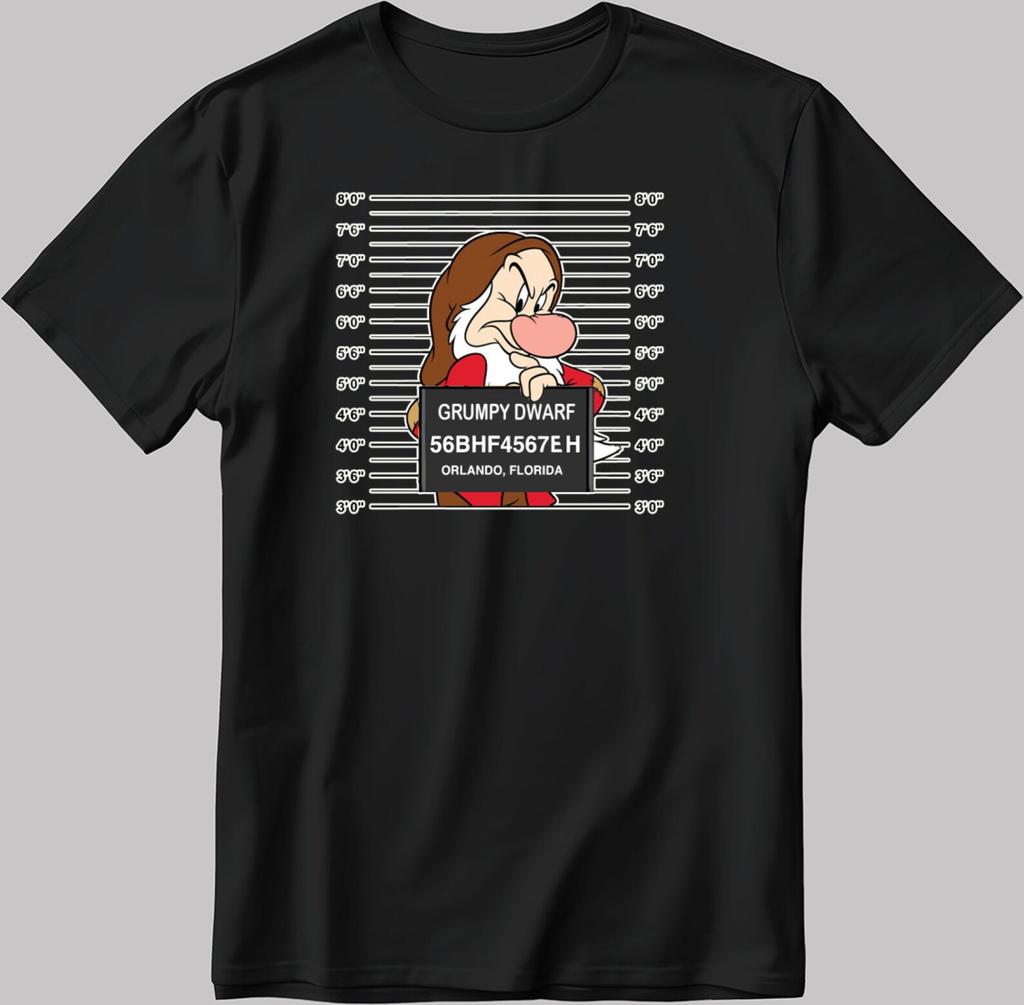 Cartoon Character Grumpy Dwarf Short Sleeve White-Black Men's / Women's T-Shirt K826