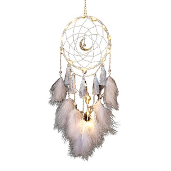 Dream Catcher Eye-catching Creative Shape Iron Ring LED Moon Dream Catcher Wall Art Ornament for Home