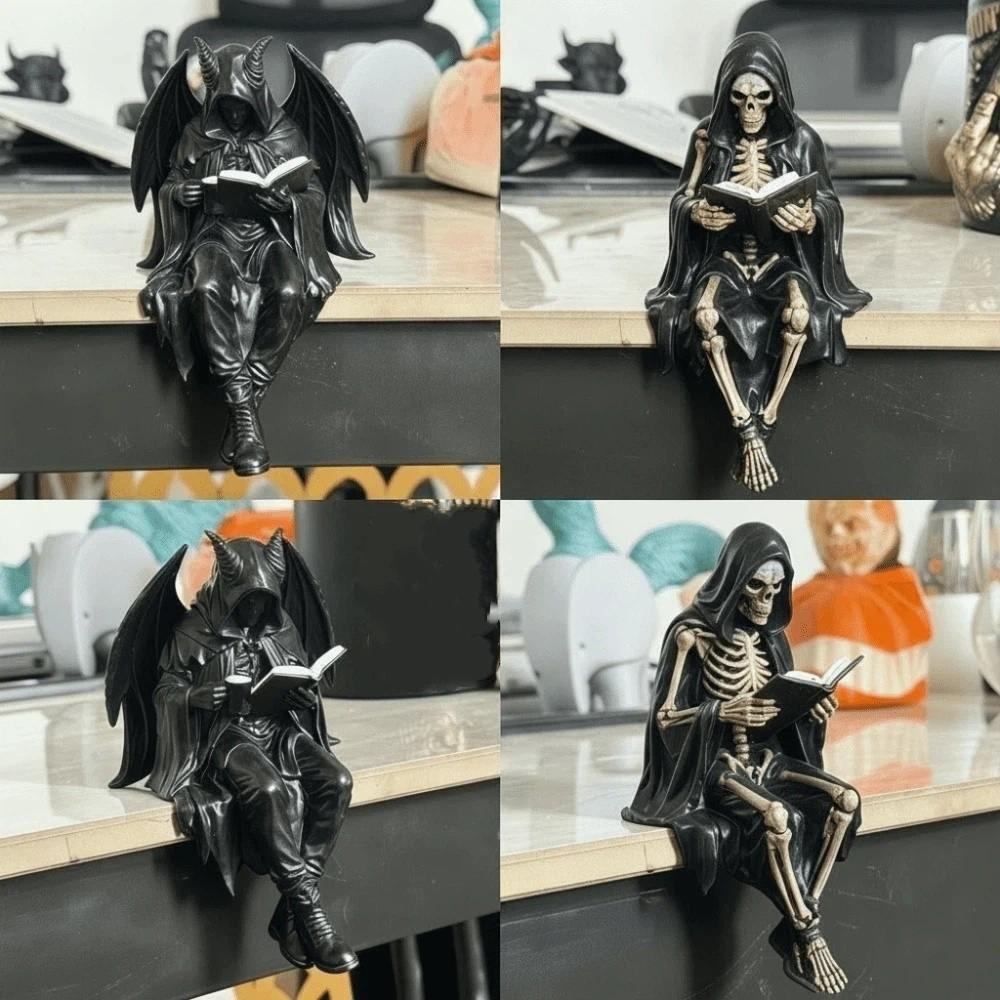 Halloween Skeleton Figurine Decoration Sitting Man Sculpture Desktop Ornaments Home Decor