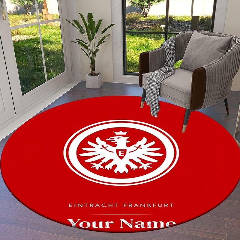 Eintracht Frankfurt Custom Name Round Area Rug,Carpet Rug for Living Room Bedroom Sofa Playroom Decor,Non-slip Floor Mat