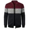 Autumn Winter Cardigan Sweater Men Fleece Zipper Sweaters Velvet Contrast Striped Sweater Coats Casual Jackets
