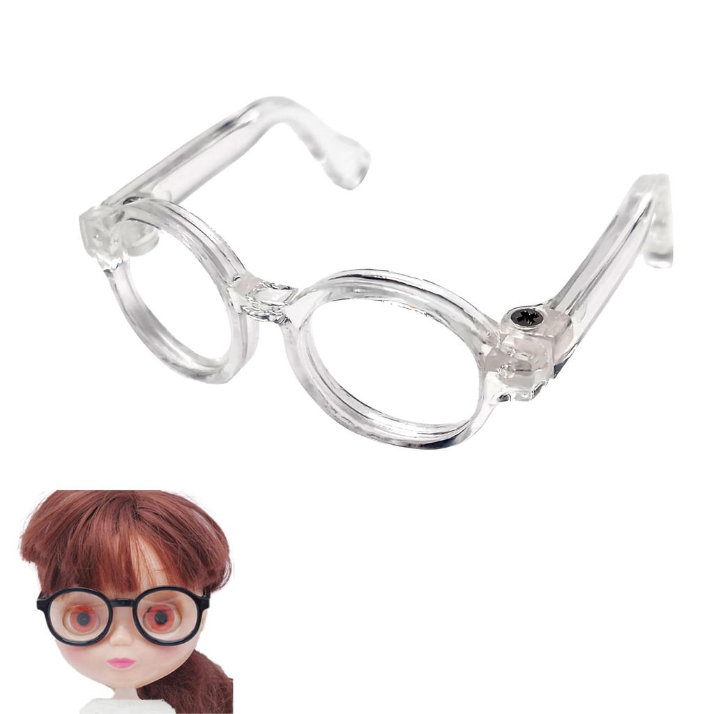 DOYOUCOTO Glasses Plush Doll, Chibi Plush, Oshikatsu, Round Glasses, Mini Doll Parts, Small Plush Toy, Pet Figure, Handmade Material (Clear, 4.5cm)