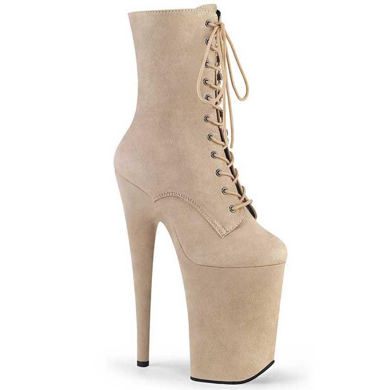 Ботильоны на шпильке 20 см для танцев на пилоне - замшевые ботильоны на платформе до щиколотки синего и серого цвета, сексуальные туфли на высоком каблуке с круглым носком для клуба, сцены и танцев на пилоне