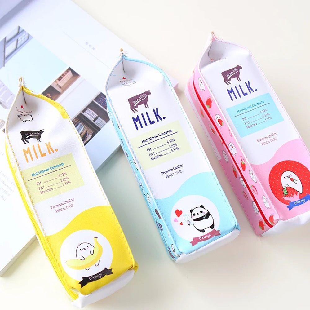 Big Storage Office Supply Cartoon Morning Milk Pen Bag Pencil Box Pencil Case Fruit Milk Carton