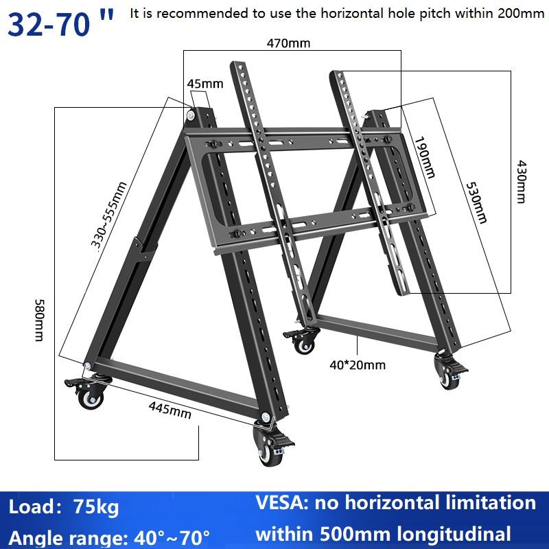 HILLPORT 32-70" TV Cart Free Lifting Rolling Mount Stand Trolley Plasma Screen LED LCD Monitor Low Height Soporte TV Mesa SC5100