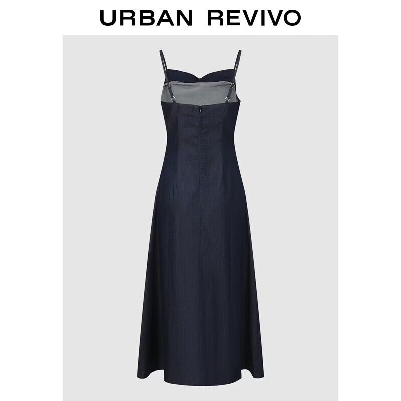 UR2026 Women's Lyocell Denim Cowl Neck Long Sling Dress
