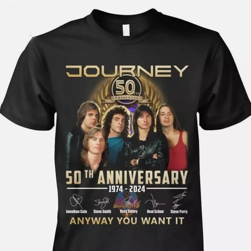 Футболка 50-летний юбилей Journey 1974-2024 Signature Anyway You Want It Футболка Унисекс
