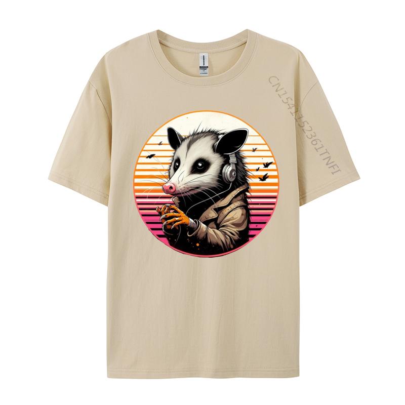 Dark Anime Style Opossum TShirt For Men New Coming Musician Top Tees Men Cotton Tops T Shirt Camisetas