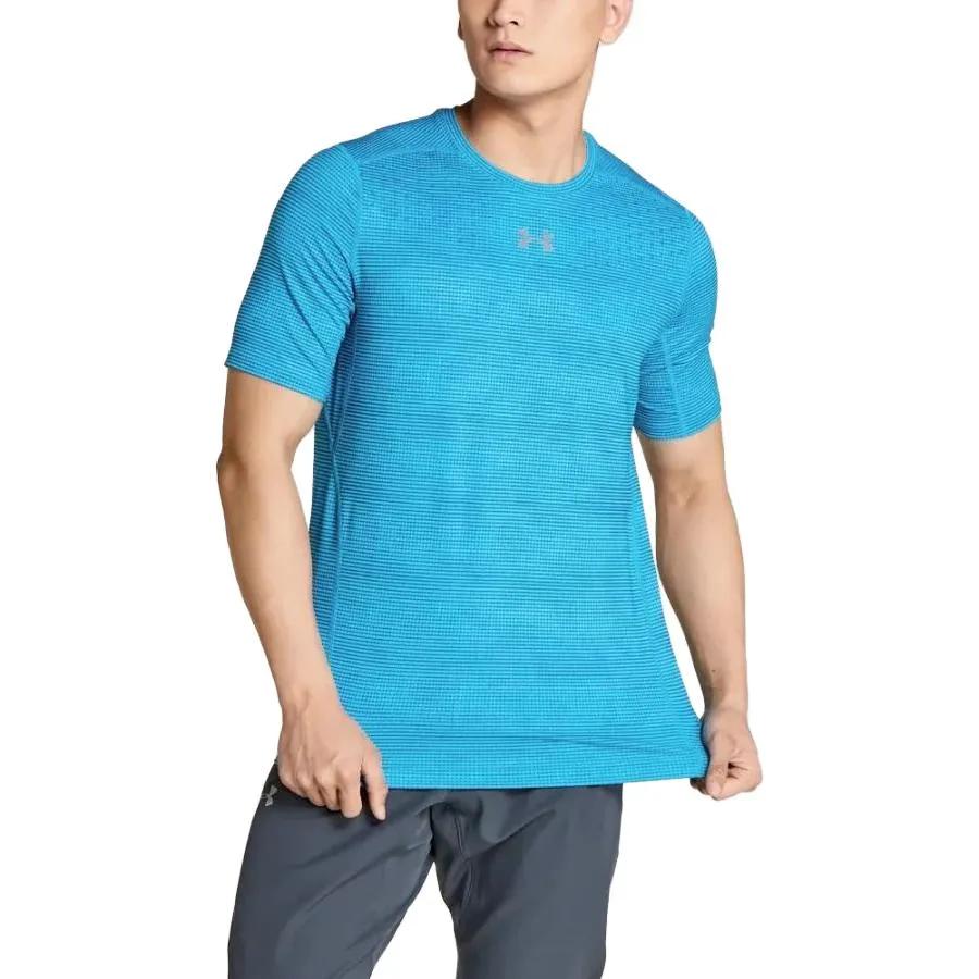 Under Armour T-Shirts Men's Blue Crew Neck Moderate (Unisex) T-Shirts 1297893 929
