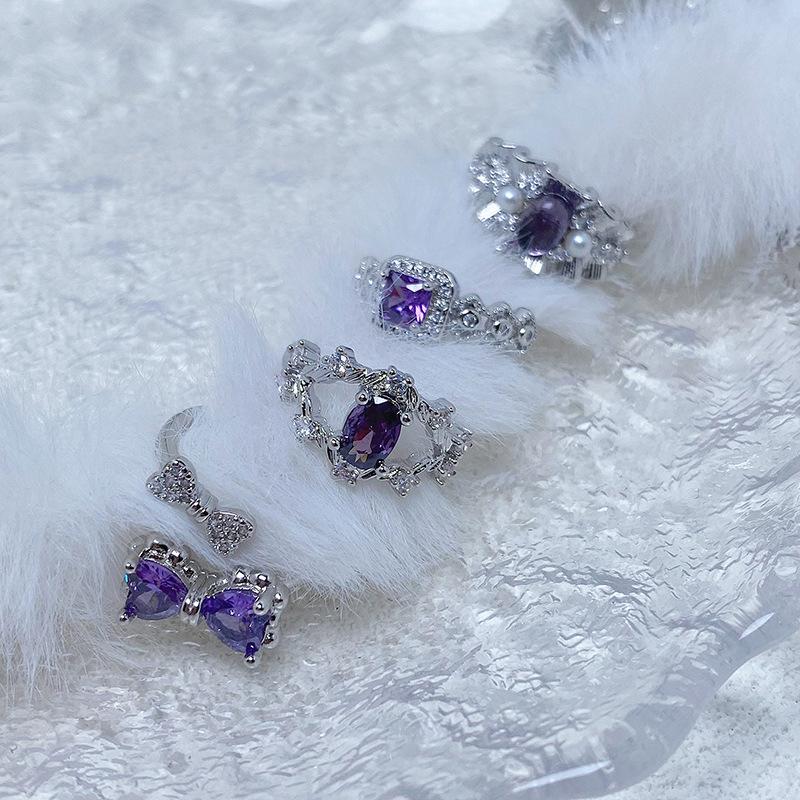 Фиолетовое Кольцо-Кольцо Сокровище Цир***** , Легкая Роскошь, Высокий Стиль, Изысканное Супер Сказочное Кольцо с Характером