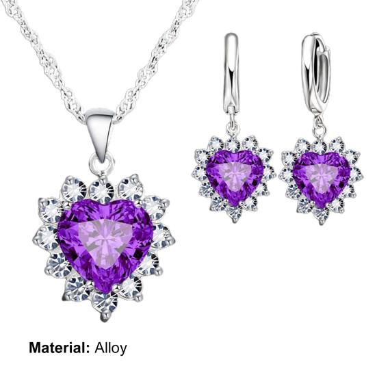 1 Set Exquisite Heart Shape Women Necklace Stylish Modern Style Alloy Dangle Earring for Girls