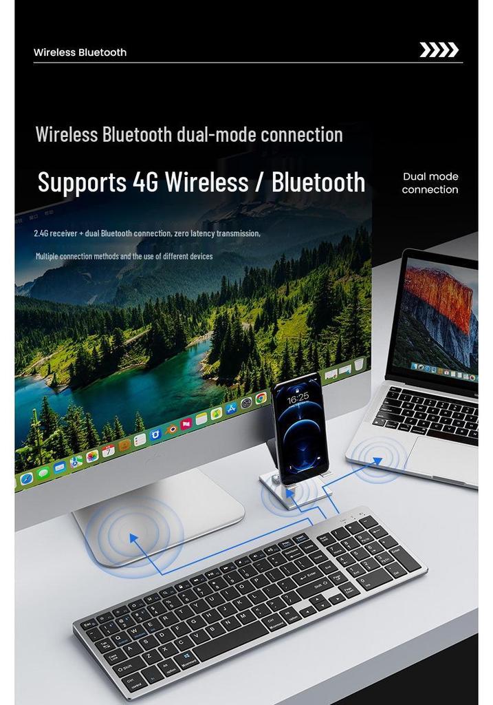 Перезаряжаемый бесшумный набор Bluetooth-клавиатуры и мыши для ноутбуков