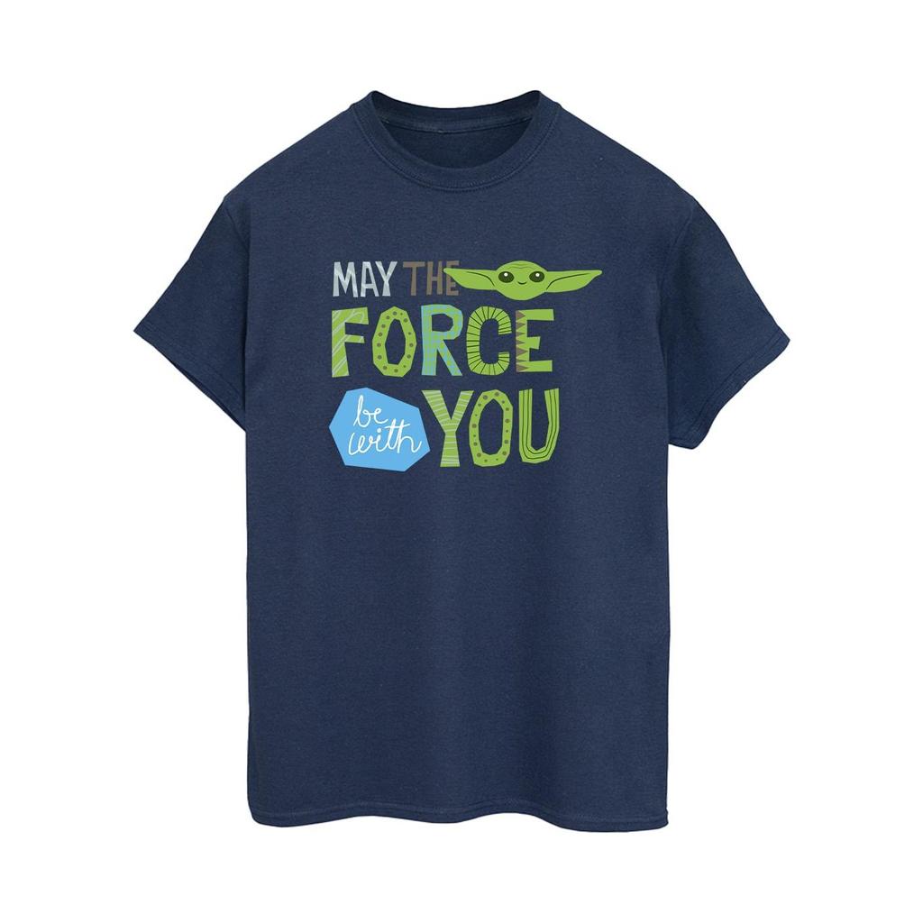 STAR WARS Womens/Ladies The Mandalorian May The Force Be With You Cotton Boyfriend T-Shirt