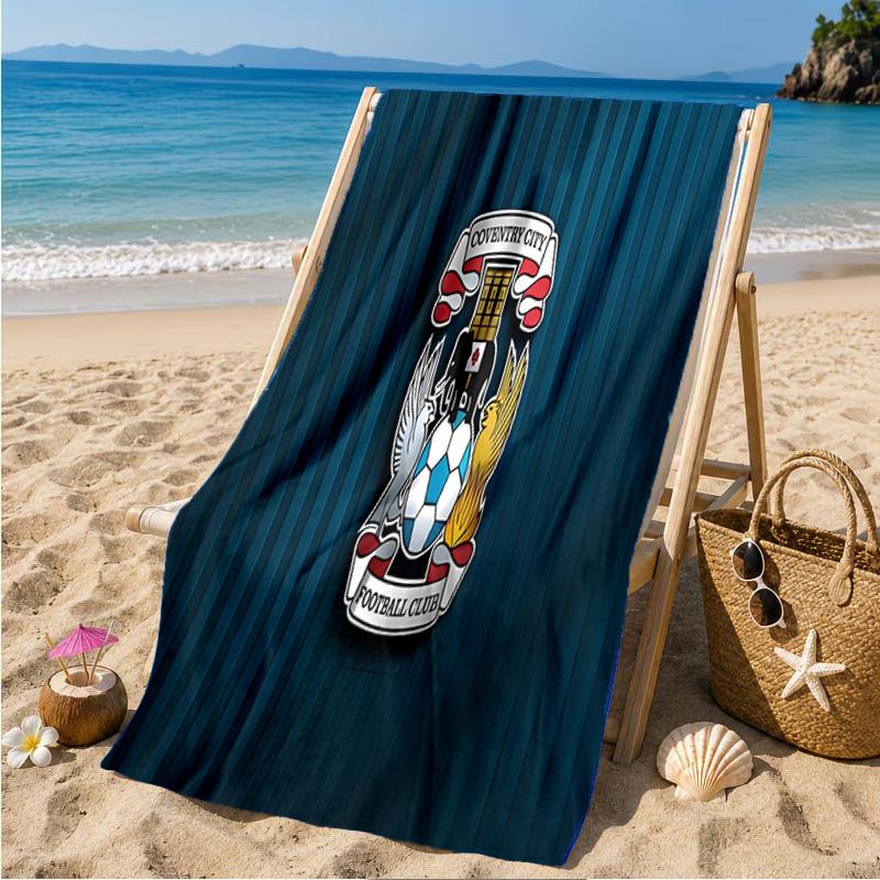 Coventry City Crest Design Beach Towel Microfiber Beach Towel, Lightweight and Quick-Dry, for Summer Travel, Swimming Pool Fan Birthday Gift