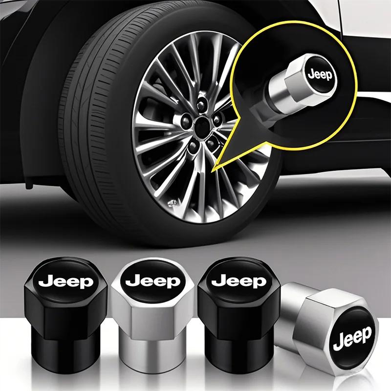 4PCS Aluminum Alloy Car Tire Valve Stem Caps for Jeep Wrangler Grand Cherokee Anti-Dust Wheel Valve Cover Auto Accessories ALW1