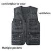 Весенне-летний мужской жилет с несколькими карманами, однотонная уличная одежда больших размеров, свободная верхняя одежда без рукавов с v-образным вырезом, жилет для рыбалки