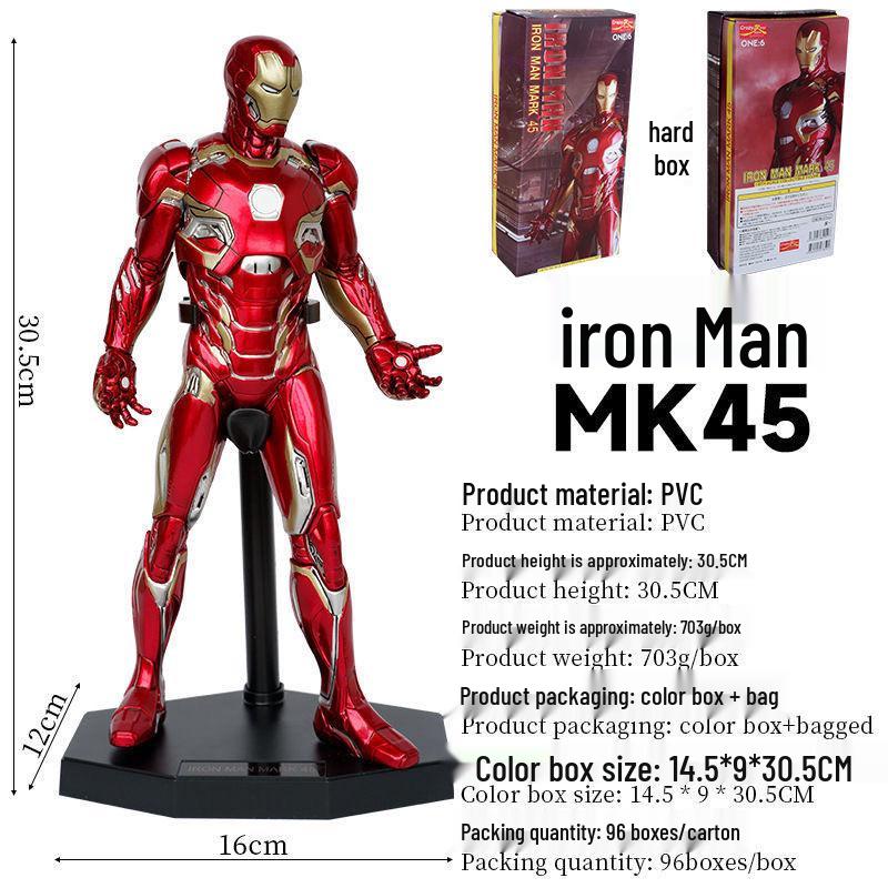 Фигурка Железного Человека MK45 от Marvel в масштабе 1/6 с цветной коробкой - Издание Флэша, Капитана Марвел, Тора.