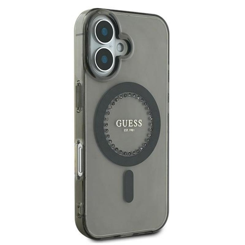 Guess Iml Rhinestones Magsafe - Etui Iphone 16 (Czarny)