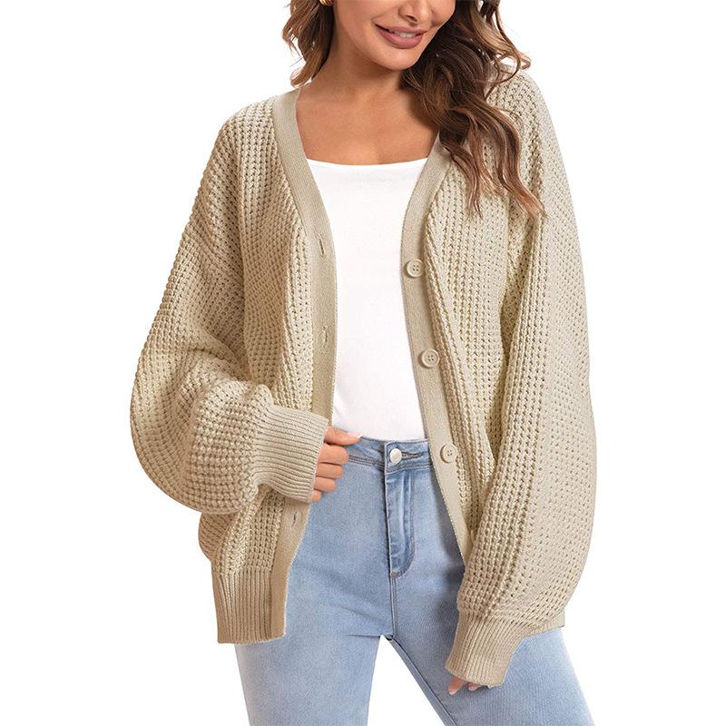 Fashion Autumn and Winter New Women's Knit Sweater Sweater Single-breasted Loose Sweater Cardigan Jacket
