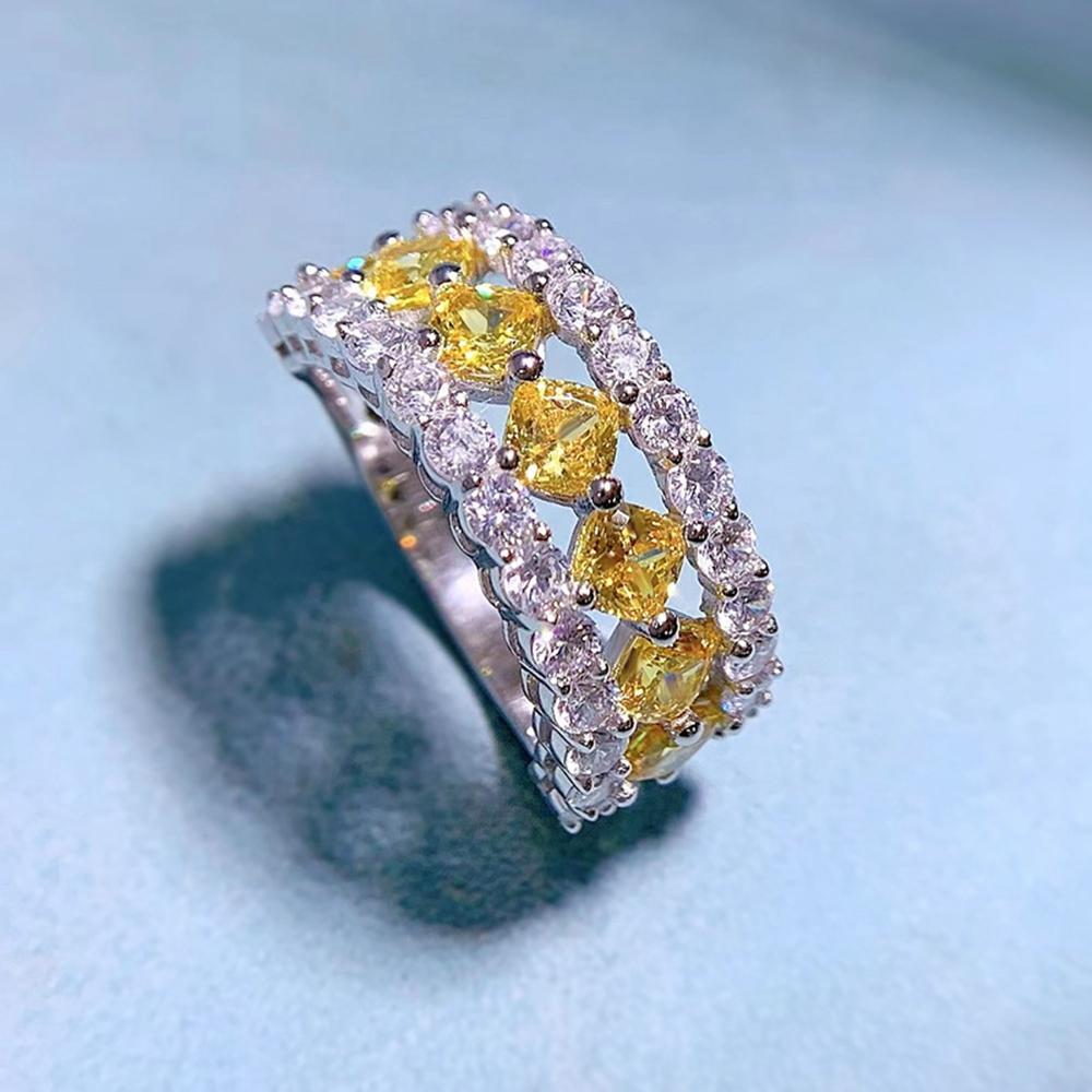 Модное кольцо из белого золота 18 карат, 4*4 мм, с сапфиром, граненый драгоценный камень, обручальное кольцо, подарок на годовщину, ювелирные изделия из стерлингового серебра 925 пробы