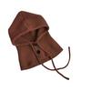 Knitting Hat Solid Color Buttons Closure Drawstring Hooded Scarf Women Winter Warm Windproof Elastic Thermal Hat