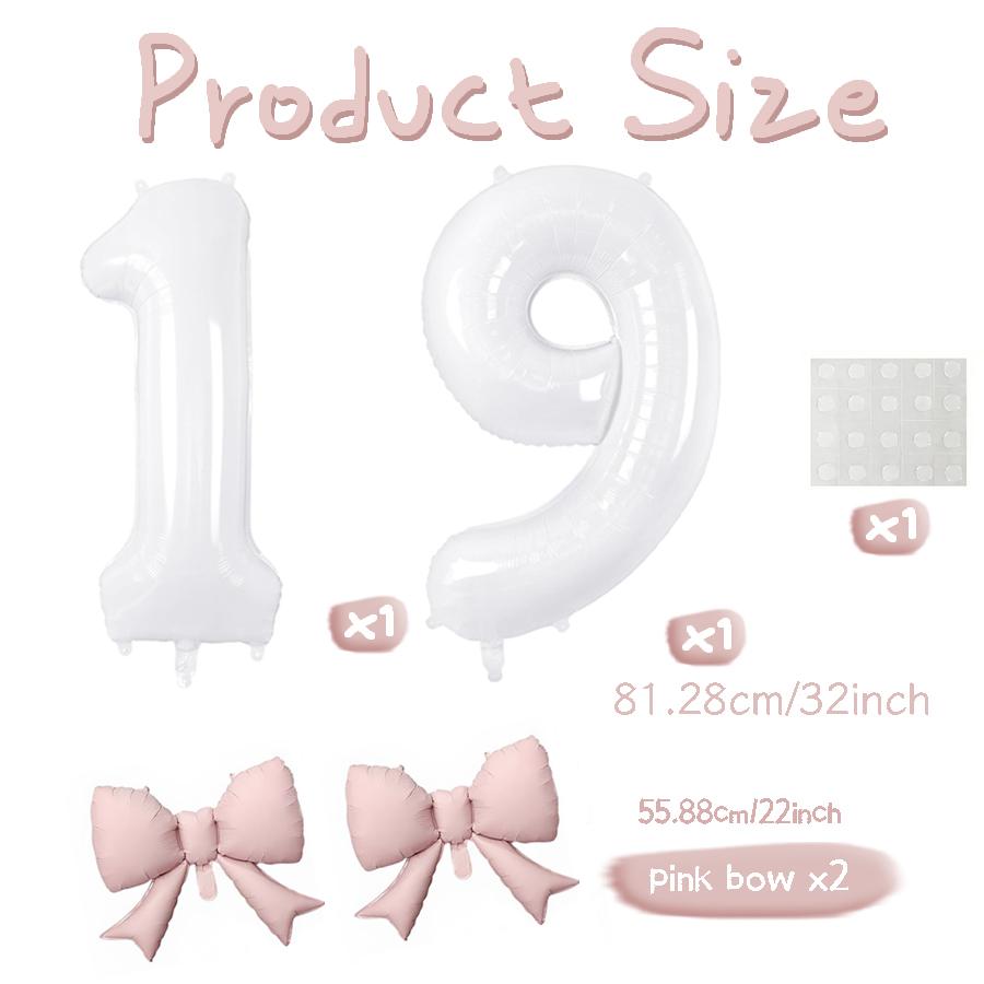 Number balloon set baby pink bow balloon ,white and pink balloon birthday proposal, weddingballoon decoration