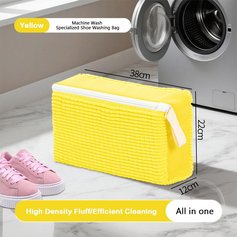 Fluffy Chenille Shoe Washing Bag Zipper Closure Shoes Cleaning Bag Washing Machine Bag Household