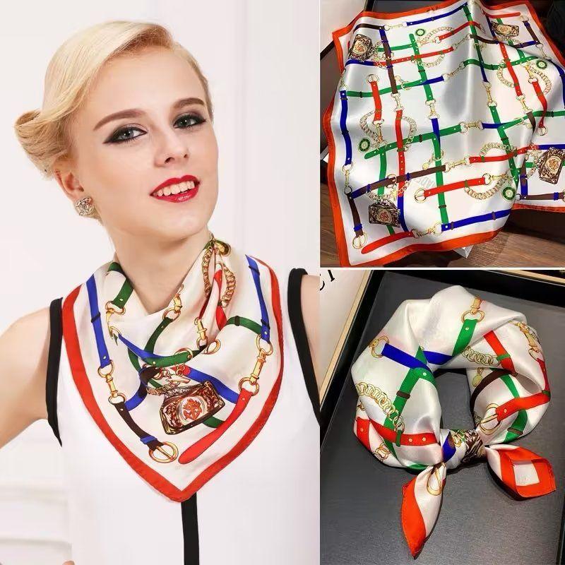 Silk Small Square Scarf: Women's Autumn Lightweight Neck Protection Fashionable Scarf High-end & Versatile Neck Warmer