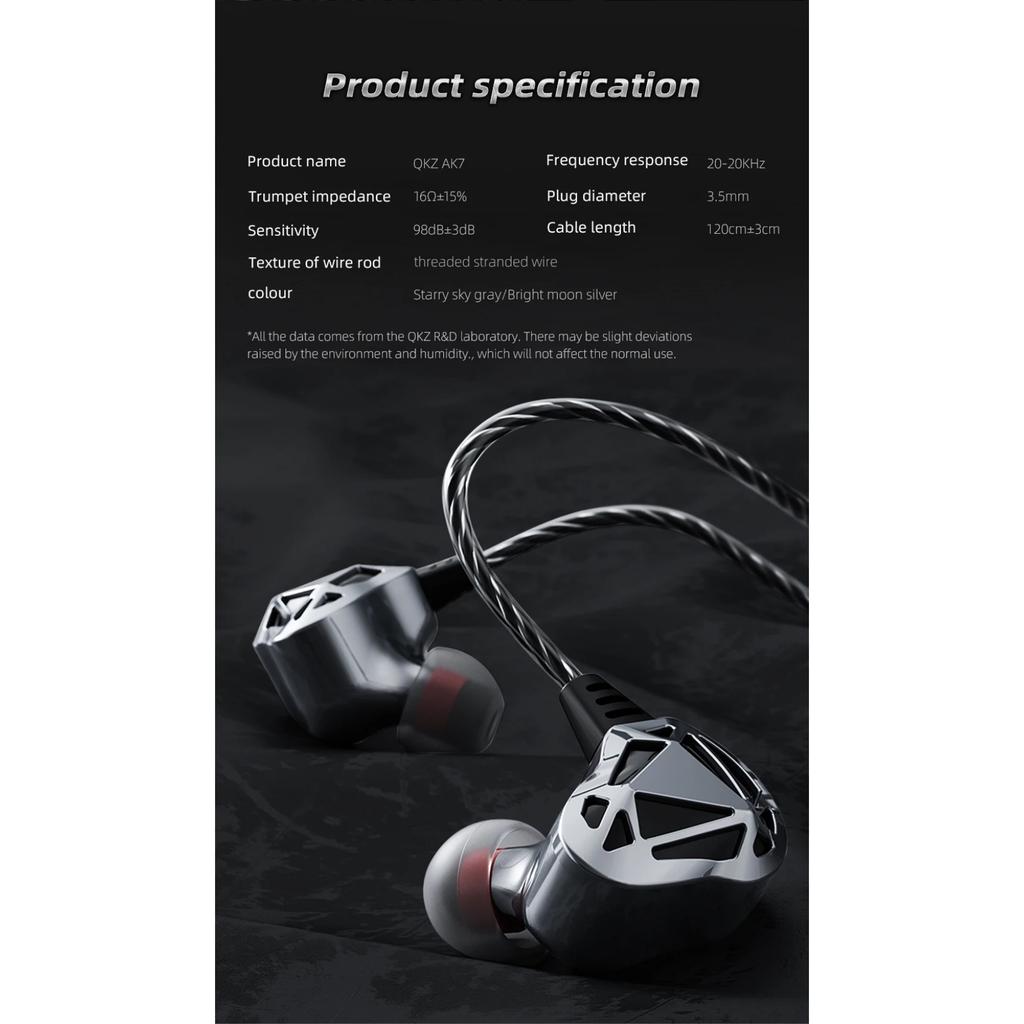 QKZ AK7 Медные Проводные Наушники HiFi Bass Stereo Super Clear Gaming Headset Music Sport 3,5 мм AUX Наушники-вкладыши с микрофоном