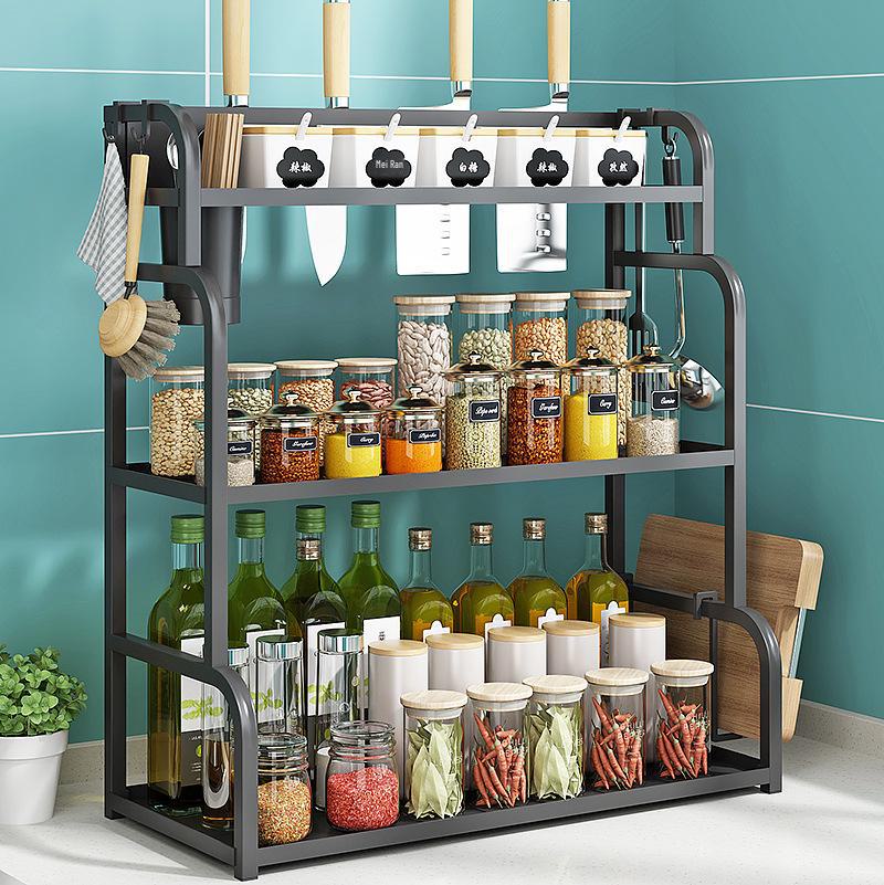 Multi-function Kitchen Countertop Rack for Seasoning, Utensils, and Knives