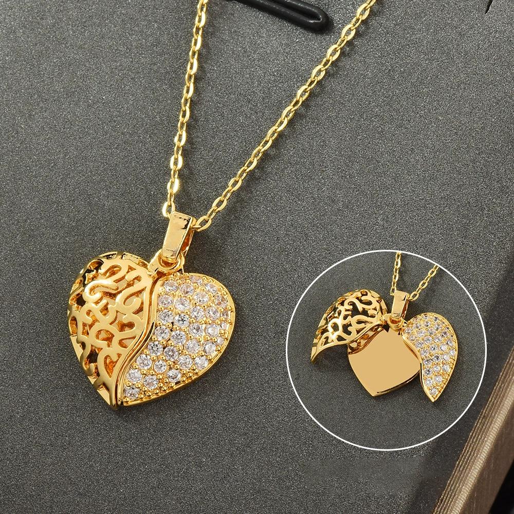 Atoztide Engrave Name Heart Necklace Personalized Hidden Message Stainless Steel Jewelry Pendant for Women Chain Birthday Gift