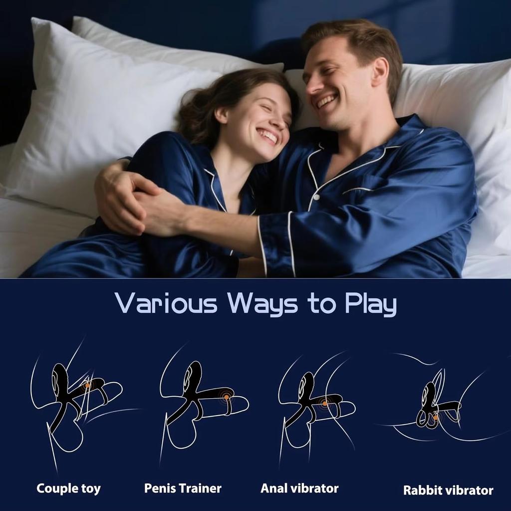 Couple Cock Penis Ring Vibrator Male G-Spot Pleasure Stimulation Delay Ejaculation Cock Ring Erection Extender Adult Sex Toys