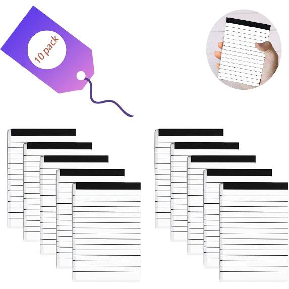 10 Pack Pocket Mini Notepads Refills,Memo Pad,3×5Inch Lined Writing Pads with 30 Sheets in Each Pad,Note Pads Refills,piration Catcher(White-10pack)