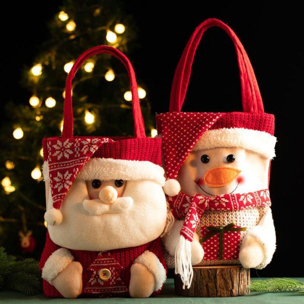 Large Capacity Christmas Packing Bag Cartoon Gifts Candy Bag Creative Christmas Handbag  Xmas Gift