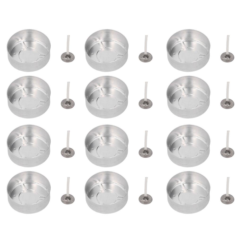 100 наборов алюминиевых контейнеров для воска свечей, чайных свечей, чашек с фитилем для свадеб, вечеринок, домашнего декора